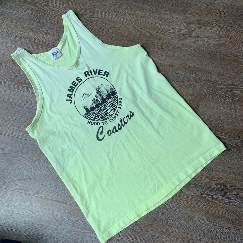 Anvil Vintage Hood to Coast Neon Yellow Muscle Tee
